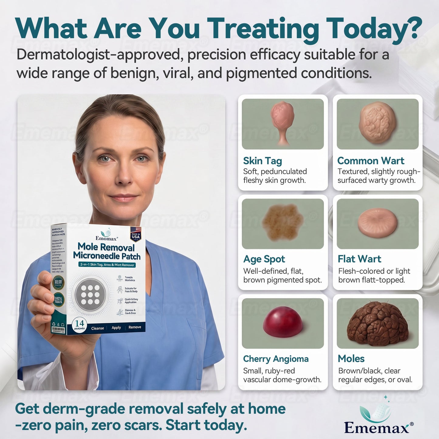 𝐄𝐦𝐞𝐦𝐚𝐱®𝟐-𝐢𝐧-𝟏 𝐌𝐢𝐜𝐫𝐨𝐧𝐞𝐞𝐝𝐥𝐞 & 𝐇𝐲𝐝𝐫𝐨𝐜𝐨𝐥𝐥𝐨𝐢𝐝 𝐌𝐨𝐥𝐞 𝐑𝐞𝐦𝐨𝐯𝐚𝐥 𝐏𝐚𝐭𝐜𝐡(Zero Pain, Zero 𝐒𝐜𝐚𝒓𝒔 patch)💪