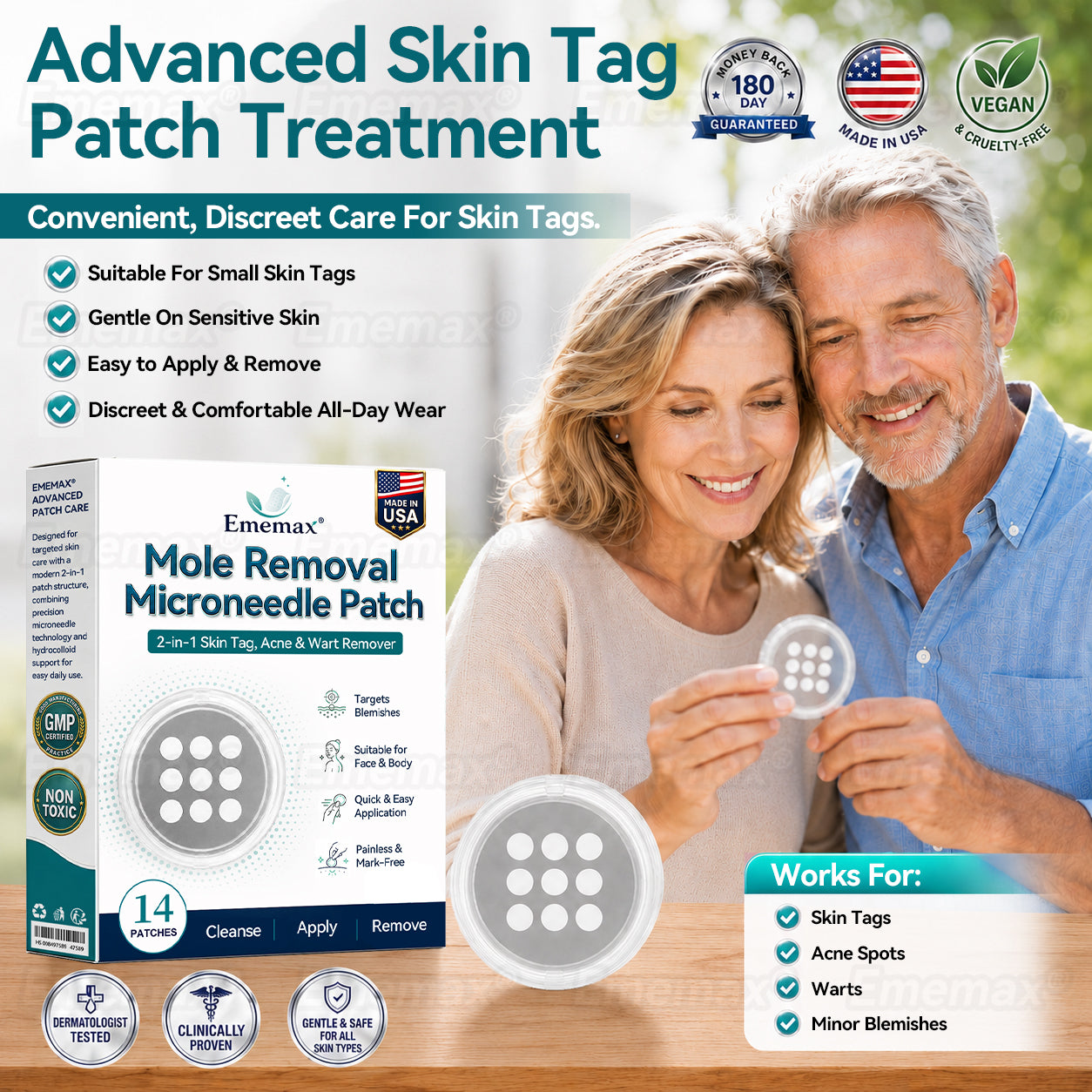 𝐄𝐦𝐞𝐦𝐚𝐱®𝟐-𝐢𝐧-𝟏 𝐌𝐢𝐜𝐫𝐨𝐧𝐞𝐞𝐝𝐥𝐞 & 𝐇𝐲𝐝𝐫𝐨𝐜𝐨𝐥𝐥𝐨𝐢𝐝 𝐌𝐨𝐥𝐞 𝐑𝐞𝐦𝐨𝐯𝐚𝐥 𝐏𝐚𝐭𝐜𝐡(Zero Pain, Zero 𝐒𝐜𝐚𝒓𝒔 patch)💪